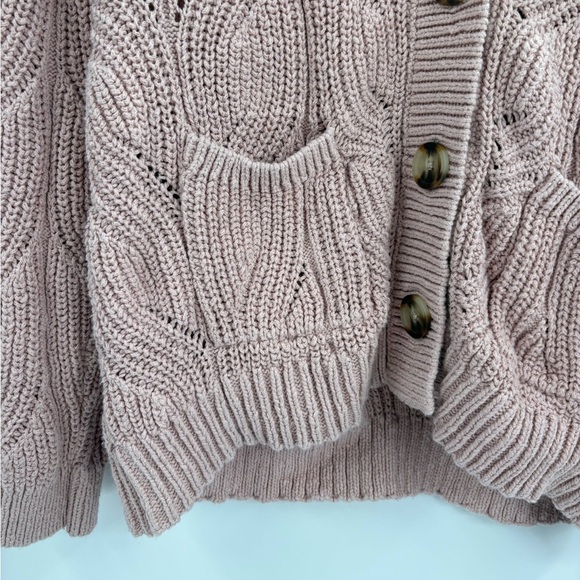 Madewell Mauve Pink Hillview pink cotton crochet knit Cardigan size xxs - Picture 4 of 16